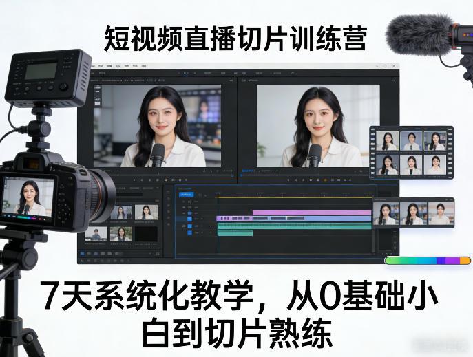 短视频直播切片训练营,7天系统化教学,从0基础小白到切片熟练