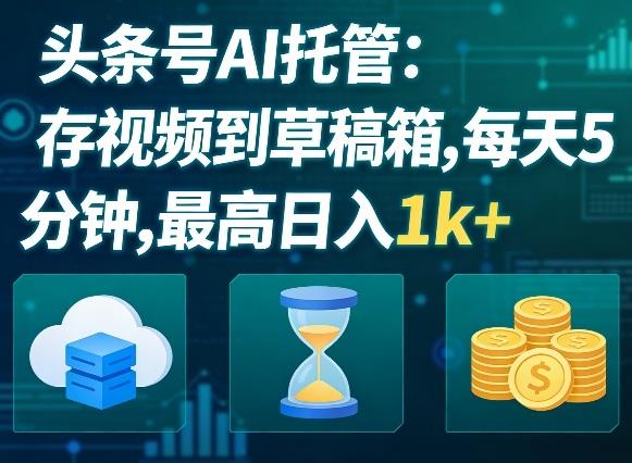 头条号AI托管,我存视频到你草稿箱,每天5分钟,最高日入1k+【揭秘】