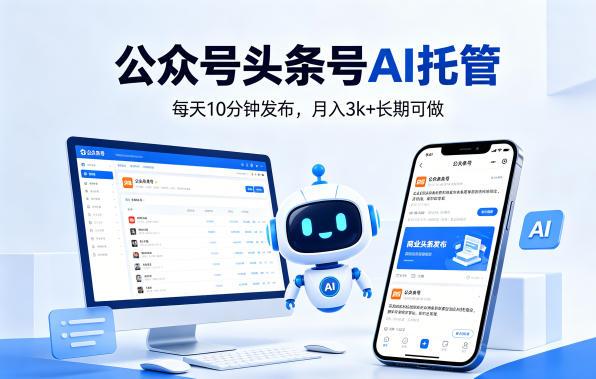 公众号头条号AI托管,我提供作品,你每天10分钟发布,月入3k+长期可做【揭秘】