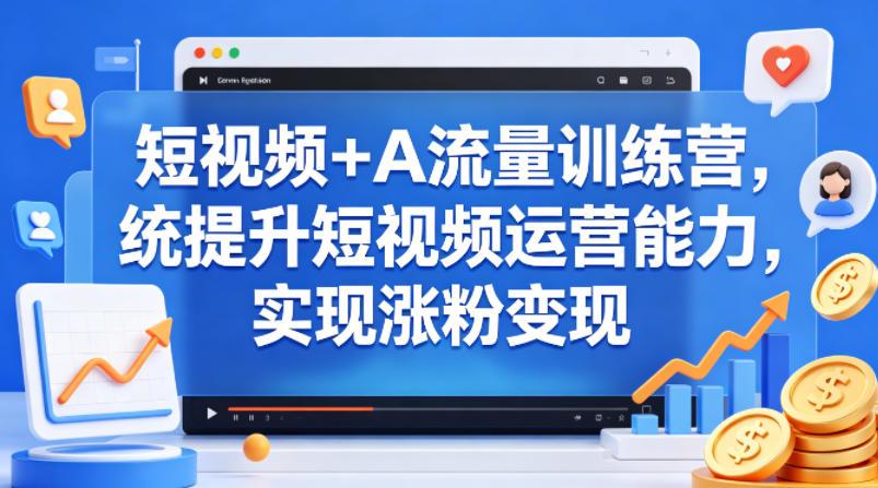 短视频+AI流量训练营，统提升短视频运营能力，实现涨粉变现