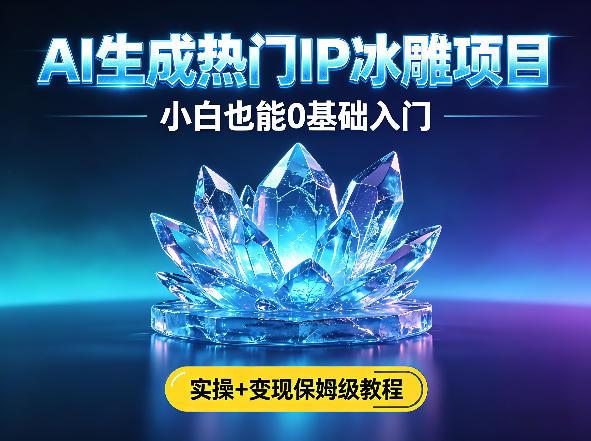 AI生成热门ip冰雕项目,小白也能0基础入门,实操+变现保姆级教程