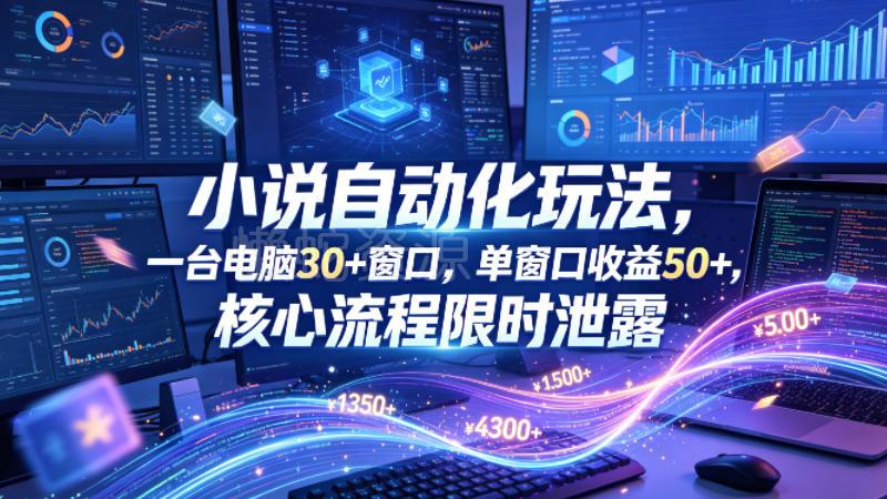 小说挂G自动化玩法,一台电脑30+窗口,单窗口收益50+,核心流程限时泄露【揭秘】