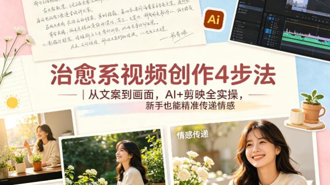 治愈系视频创作4步法|从文案到画面,AI+剪映全实操,新手也能精准传递情感