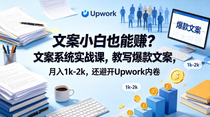文案小白也能賺?文案系统实战课,教写爆款文案,月入1k-2k,还避开Upwork内卷【原创双语字幕】