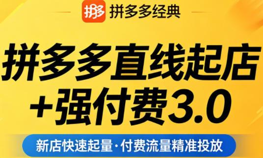 拼多多直线起店+强付费3.0,教你稳定起店、高效控投产、破解流量瓶颈(更新4月)