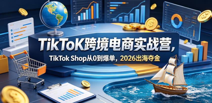TikToK跨境电商实战营,TikTok Shop从0到爆单,2026出海夺金