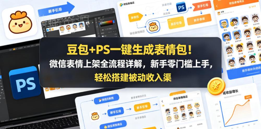 豆包+PS一键生成表情包!微信表情上架全流程详解,新手零门槛上手,轻松搭建被动收入渠道