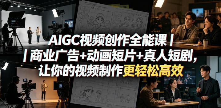 AIGC视频创作全能课|商业广告+动画短片+真人短剧,让你的视频制作更轻松高效