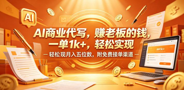 AI商业代写，賺老板的钱，一单1k+，轻松实现月入五位数，附免费接单渠道【揭秘】