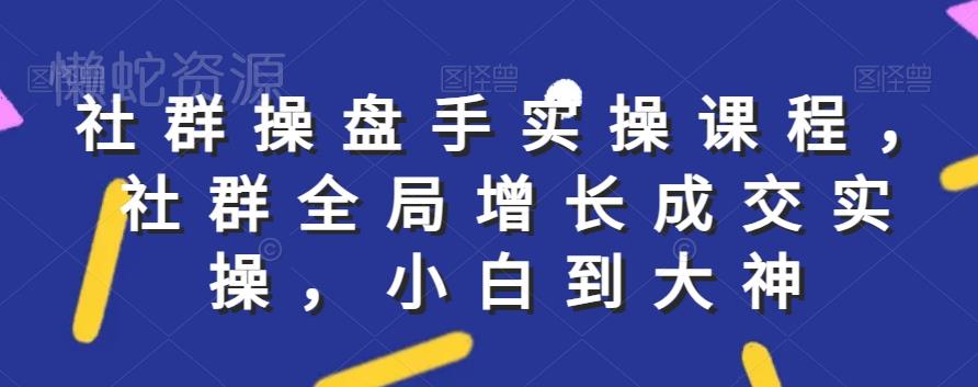 社群实操课程，社群全局增长成交实操，小白到大神