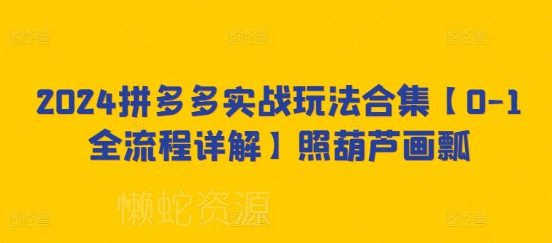 2024拼多多实战玩法合集【0-1全流程详解】照葫芦画瓢
