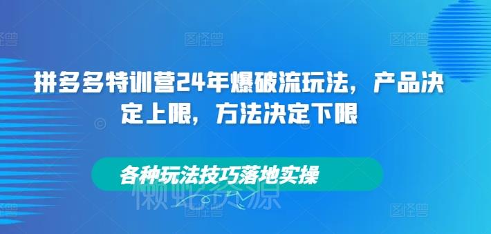 拼多多特训营24年爆破流玩法，产品决定上限，方法决定下限，各种玩法技巧落地实操
