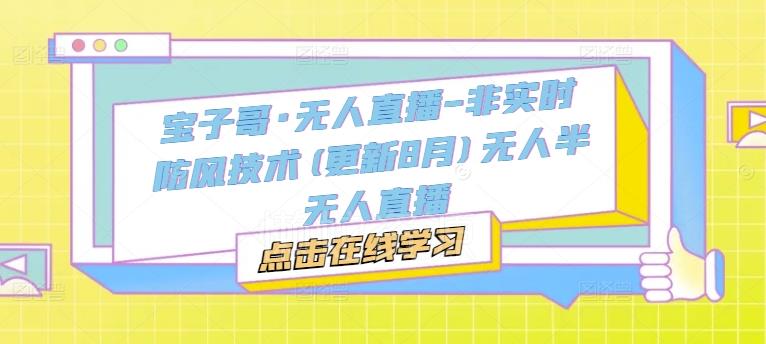 宝子哥·无人直播-非实时防风技术(更新9月)无人半无人直播