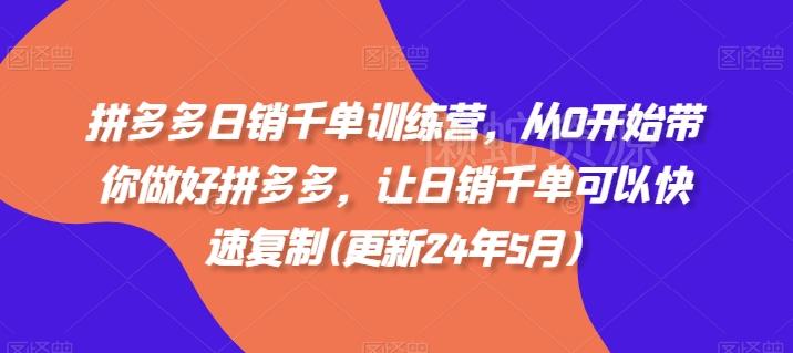 拼多多日销千单训练营，从0开始带你做好拼多多，让日销千单可以快速复制(更新24年11月)
