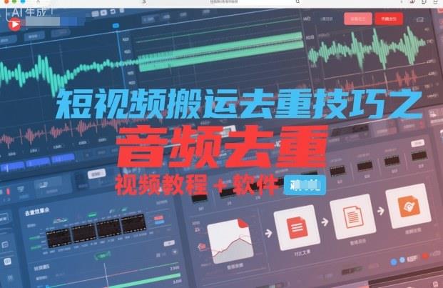 短视频搬运去重技巧之音频去重,视频教程+软件