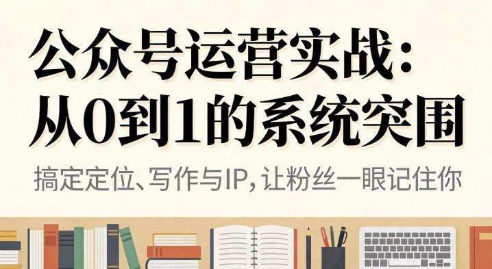 公众号运营实战,从定位到变现的全流程,从0到1的系统突围
