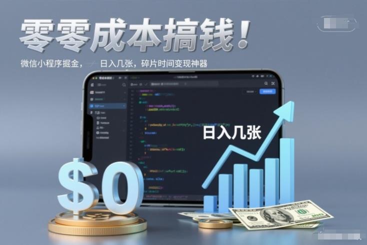 零成本搞钱，微信小程序掘金，简单易操作，日入几张，碎片时间变现神器【揭秘】