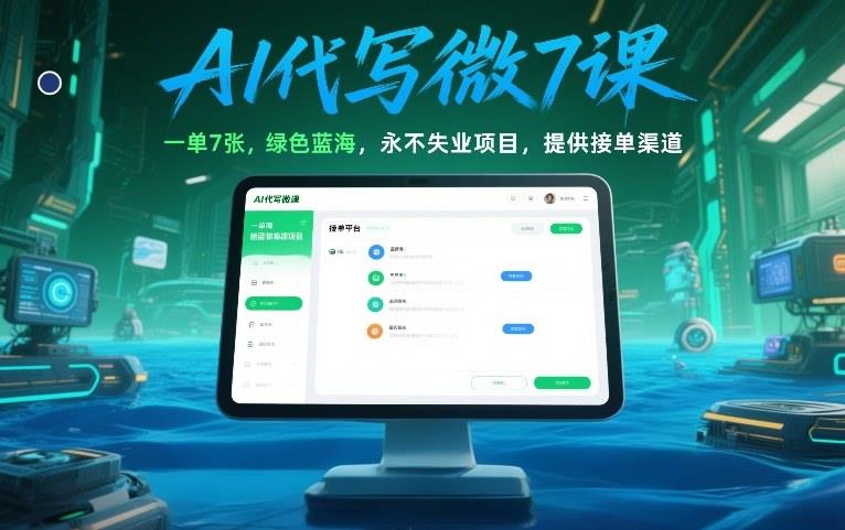 AI代写微课,一单7张,绿色蓝海,永不失业项目,提供接单渠道!