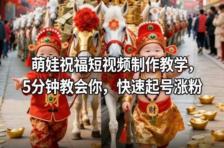 萌娃祝福短视频制作教学,5分钟教会你,快速起号涨粉