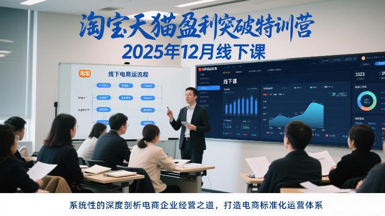 淘宝天猫盈利突破特训营25年12月线下课,系统性的深度剖析电商企业经营之道,打造电商标准化运营体系