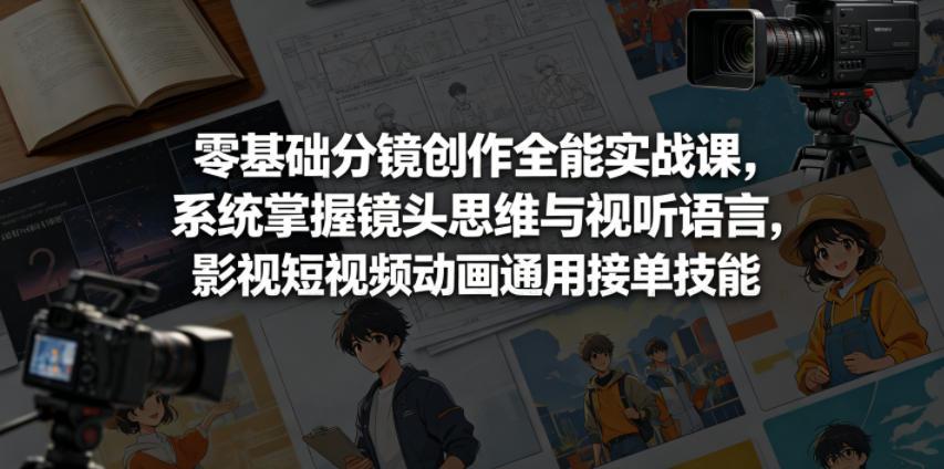 零基础分镜创作全能实战课,系统掌握镜头思维与视听语言,影视短视频动画通用接单技能