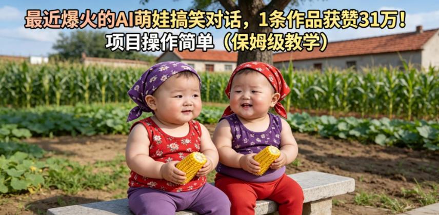 最近爆火的AI萌娃搞笑对话，1条作品获赞31W，项目操作简单（保姆级教学）