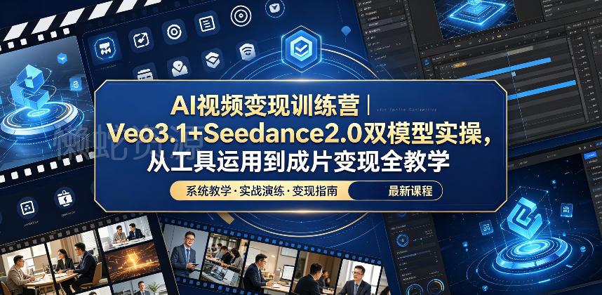 AI视频变现训练营|Veo3.1+Seedance2.0双模型实操,从工具运用到成片变现全教学