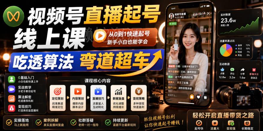 视频号直播起号线上课,吃透算法弯道超车(2026年6月)