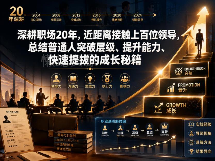 付费文章:深耕职场20年,近距离接触上百位领导,总结普通人突破层级、提升能力、快速提拔的成长秘籍(全网独家干货)