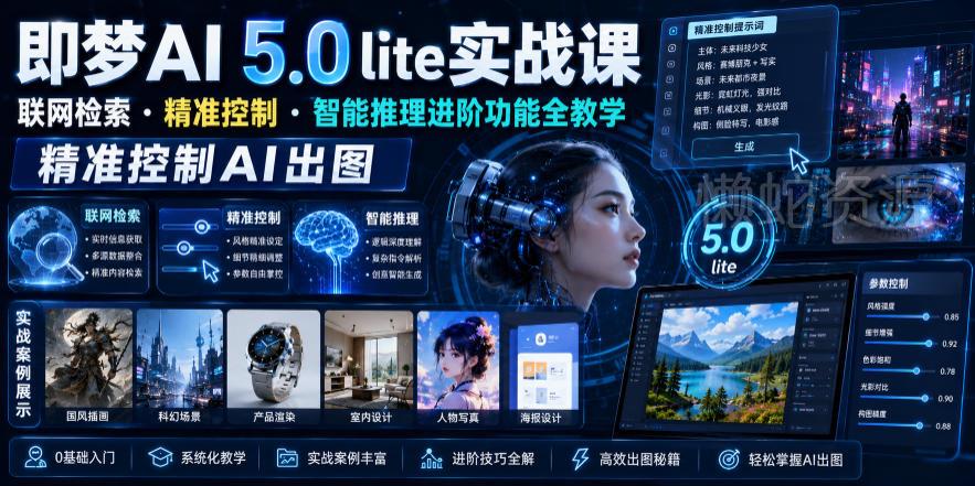 即梦AI 5.0 lite实战课，联网检索・精准控制・智能推理进阶功能全教学，精准控制AI出图