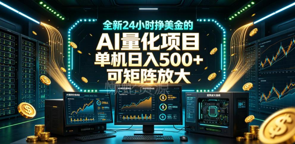 全新24小时挣美金的AI量化项目,单机日入500+,每天见收益,可矩阵放大【揭秘】