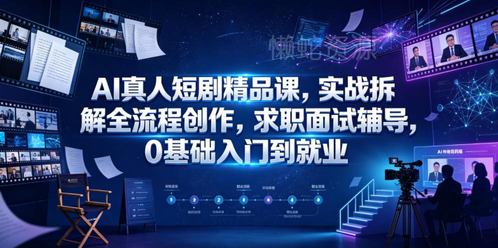 AI真人短剧精品课,实战拆解全流程创作,求职面试辅导,0基础入门到就业
