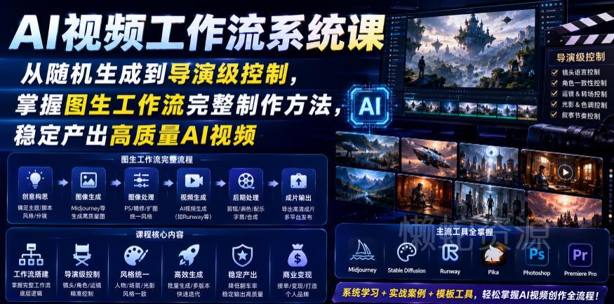 AI视频工作流系统课,从随机生成到导演级控制,掌握图生工作流完整制作方法,稳定产出高质量AI视频
