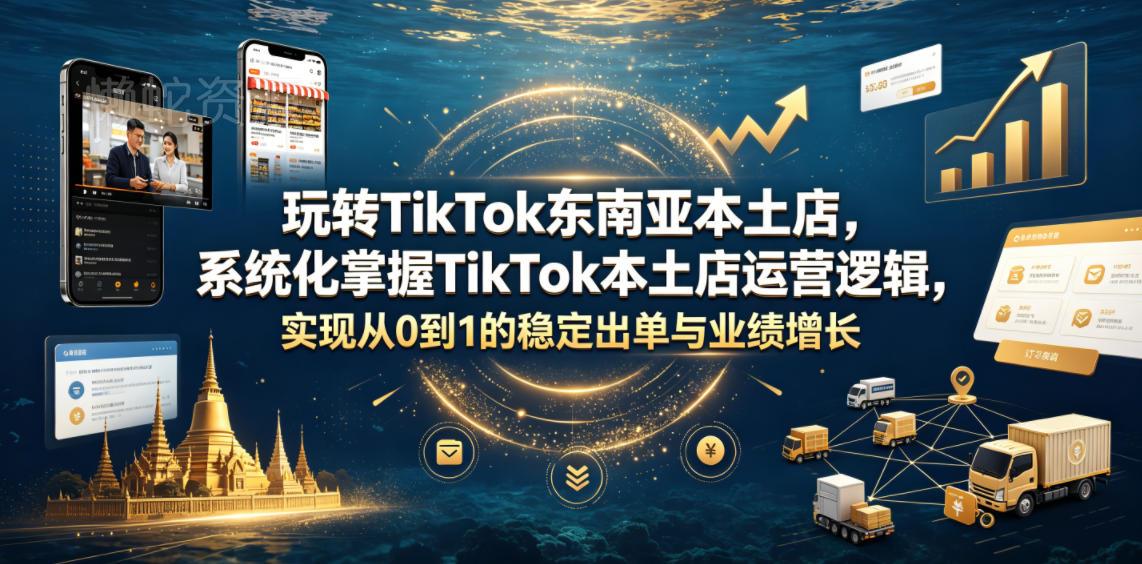 玩转TikTok东南亚本土店，系统化掌握TikTok本土店运营逻辑，实现从0到1的稳定出单与业绩增长