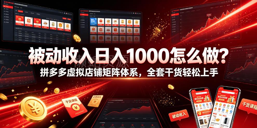 被动收入日入1000怎么做?拼多多虚拟店铺矩阵体系,全套干货轻松上手【揭秘】