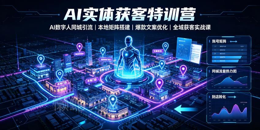 AI实体获客特训营|AI数字人同城引流、本地矩阵搭建、爆款文案优化全域获客实战课