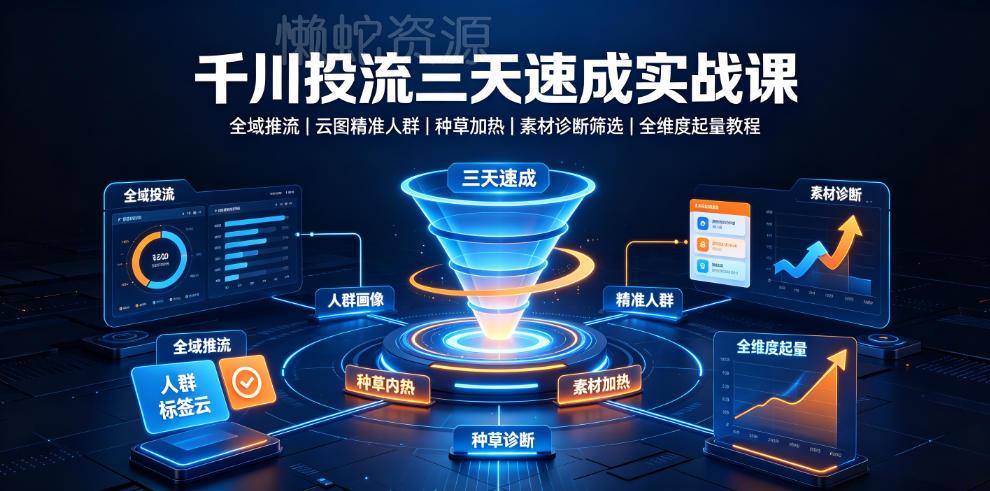 千川投流三天速成实战课|全域推流、云图精准人群、种草加热、素材诊断筛选全维度起量教程