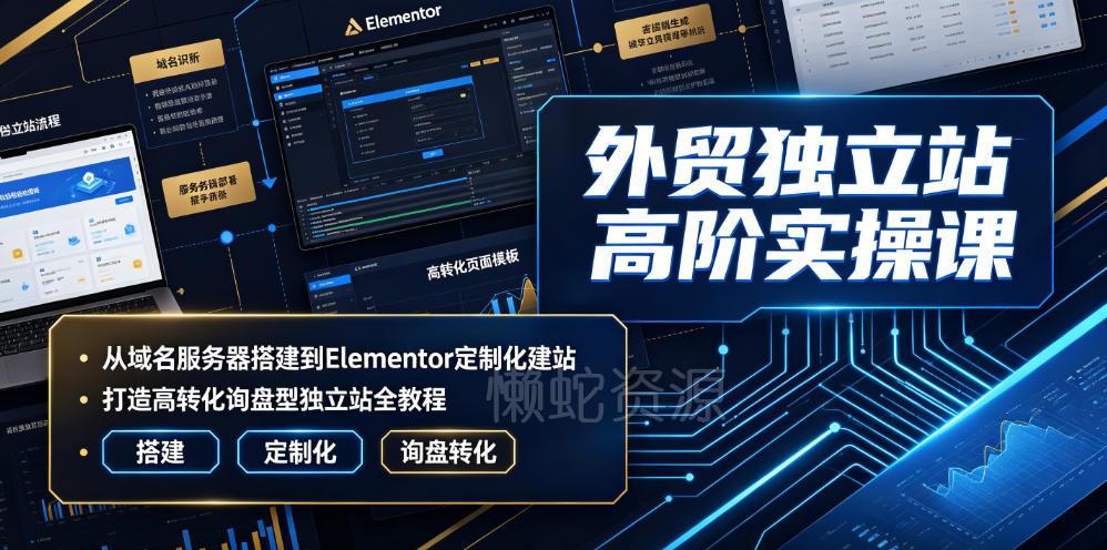 外贸独立站高阶实操课｜从域名服务器搭建到Elementor定制化建站，打造高转化询盘型独立站全教程