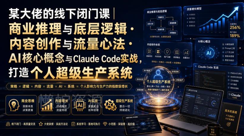 某大佬的线下闭门课｜商业推理与底层逻辑・内容创作与流量心法・AI核心概念与Claude Code实战，打造个人超级生产系统【录音+图片】
