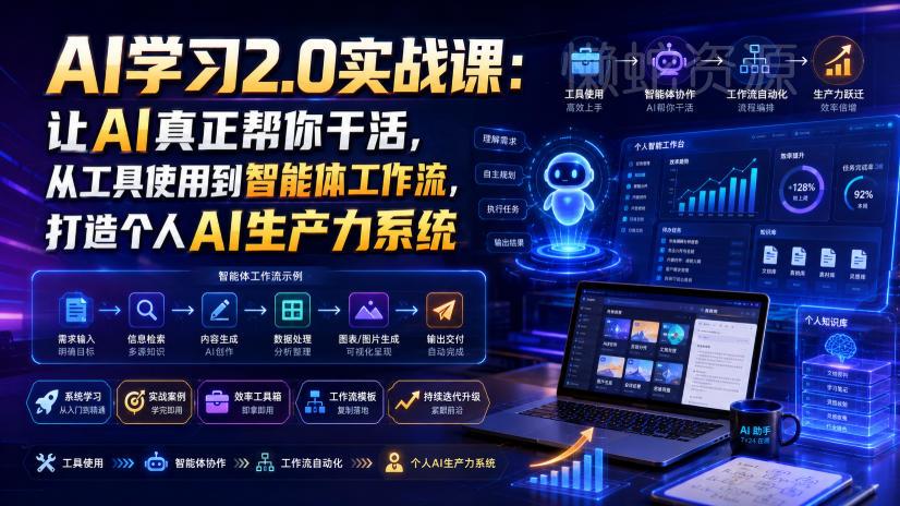AI学习2.0实战课：让AI真正帮你干活，从工具使用到智能体工作流，打造个人AI生产力系统