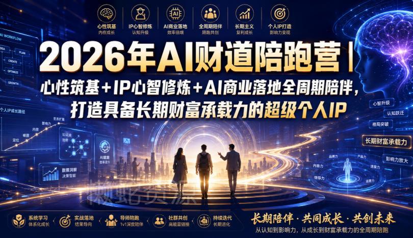 2026年AI财道陪跑营｜心性筑基+IP心智修炼+AI商业落地全周期陪伴，打造具备长期财富承载力的超级个人IP
