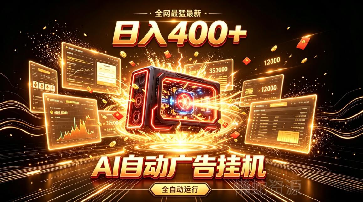 全网最猛最新的AI自动广告挂G,狠收益日入400+,真正做到躺賺式变现【揭秘】
