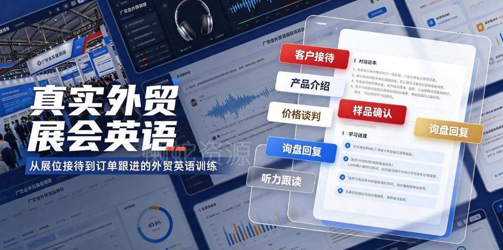 真实外贸展会英语，广交会外贸口语听力突击课程【音频】