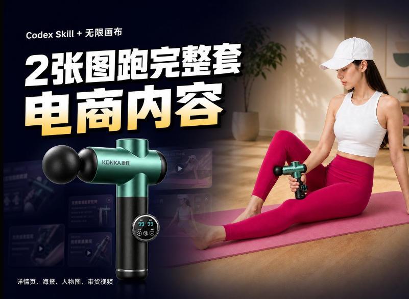 Codex+Skill+无限画布：两张图跑出一整套电商内容