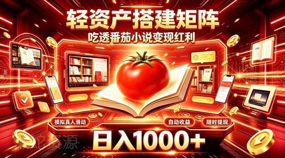 轻资产搭建矩阵,吃透番茄小说变现红利,日入1000+,支持无限矩阵放大【揭秘】