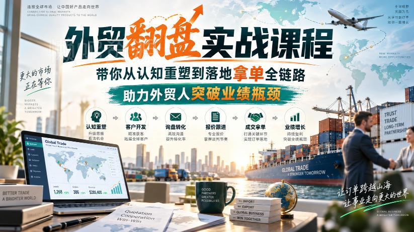 外贸翻盘实战课程,带你从认知重塑到落地拿单全链路,助力外贸人突破业绩瓶颈