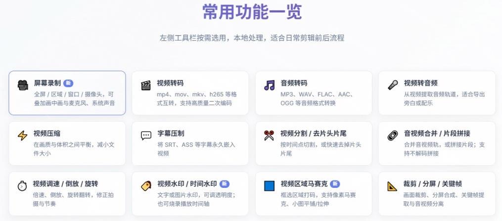 超强本地工具箱来了!内置屏幕录制、音视频切割合并、视频压缩提取等,永久免费蝌蚪视频转换大师