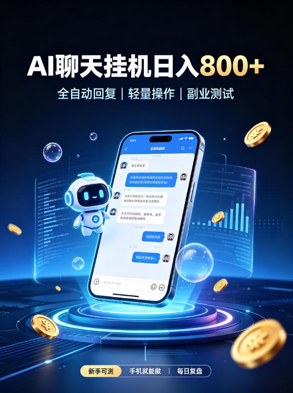 AI聊天挂G项目,日入800,全自动操作,适用个人副业,支持工作室矩阵操作【揭秘】