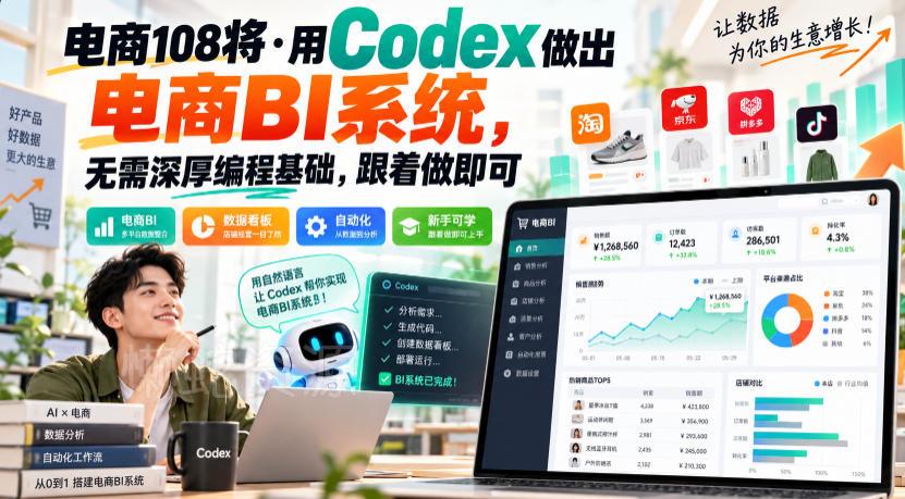 电商108将·用Codex做出电商BI系统,无需深厚编程基础,跟着做即可