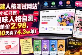 小红书搭建趣味人格自测站 310天出4.3万单低门槛副业玩法